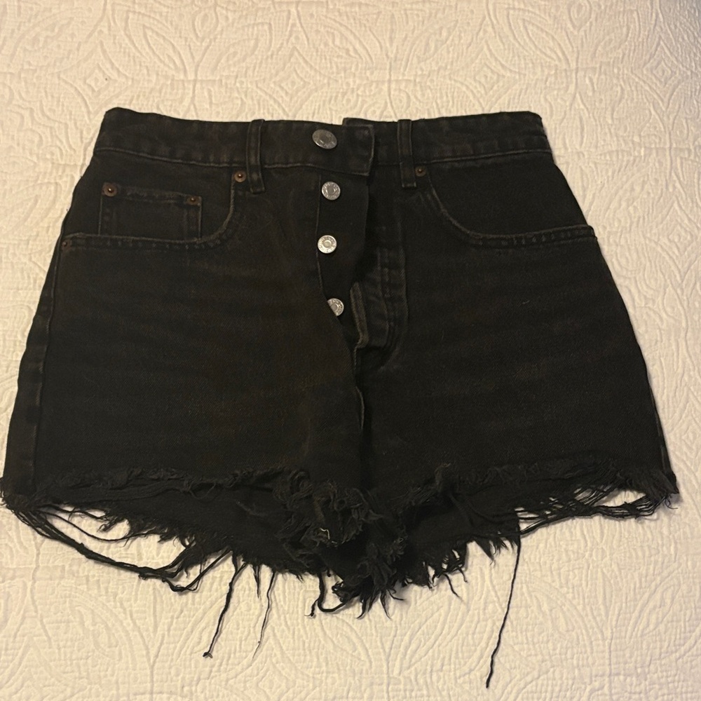 Zara Black Frayed Jean Shorts